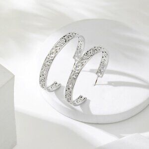 Silver Hawaiian Heritage Hoop Earrings